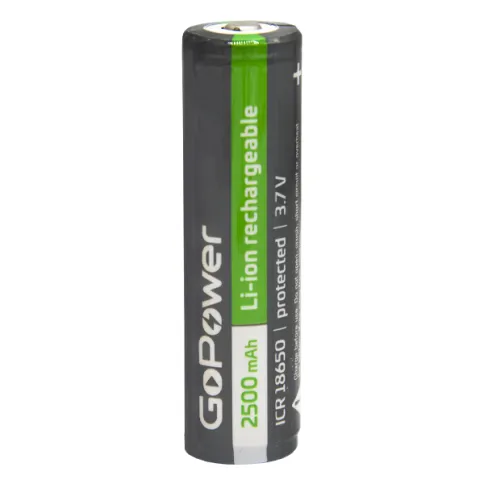Аккумулятор Li-ion GoPower 18650 с защитой с высоким контактом (00-000 фото 2
