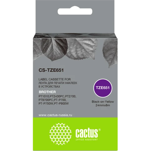Картридж ленточный Cactus CS-TZE651 TZe-651 черный для Brother 1010 фото 2