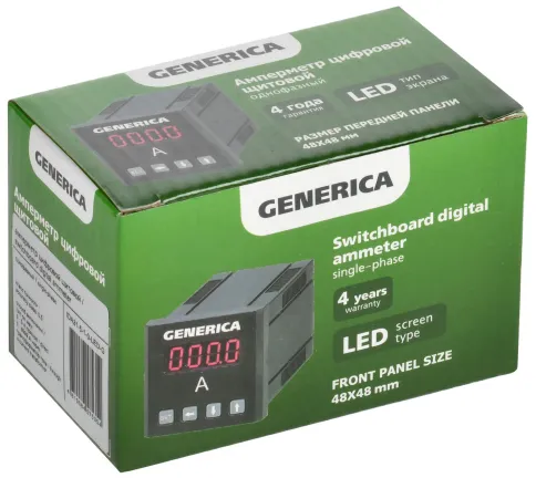 Амперметр цифр. щит. 1-ф. 48х48 LED GENERICA фото 1