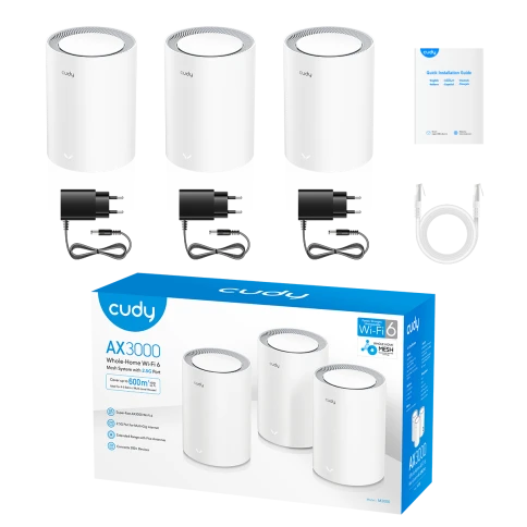 Wi-Fi Mesh-система/ AX3000 Wi-Fi 6 Mesh 2.5G Solution 3-Pack, Dual-Band,  Chipset MT7981BA+MT7976CN+RTL8221B, 802.11ax/ac/a/b/g/n,  2402Mbps at 5GHz + 574Mbps at 2.4GHz,  2.5G WAN+GE LAN, 5 internal antennas,  MU-MIMO, DDNS, Zerotier/Wireguard/OpenVPN/IPS фото 7
