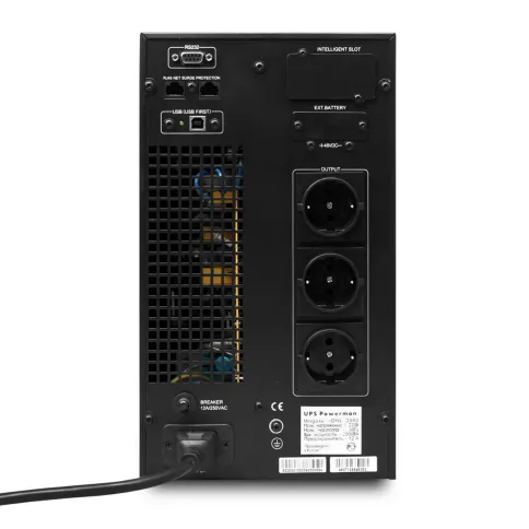 ИБП POWERMAN Online 3000, LCD, двойного преобразования, 3000ВА, 2700Вт, 3 евророзетки с резервным питанием, USB, RS232, слот SNMP, разъем EPO, батарея 12В 9Ач 6 шт., 285 х 445 х 570 мм., 28.6 кг./ UPS POWERMAN Online 3000, LCD, dual conversion, 3000VA, 27 фото 3