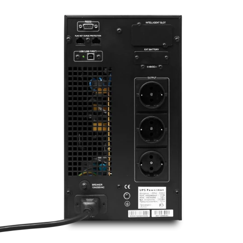 ИБП POWERMAN Online 3000, LCD, двойного преобразования, 3000ВА, 2700Вт, 3 евророзетки с резервным питанием, USB, RS232, слот SNMP, разъем EPO, батарея 12В 9Ач 6 шт., 285 х 445 х 570 мм., 28.6 кг./ UPS POWERMAN Online 3000, LCD, dual conversion, 3000VA, 27 фото 4