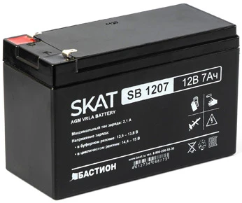 2533 SKAT SB 1207, 12В, 7Ач, максимальный ток заряда 2,1... фото 1