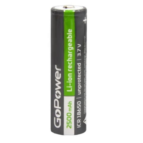Аккумулятор Li-ion GoPower 18650 без защиты с высоким контактом (00-00 фото 2