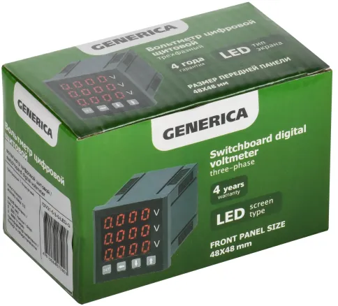 Вольтметр цифр. щит. 3-ф. 48х48 LED GENERICA фото 2