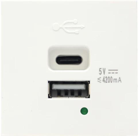 Donel USB зарядное устройство, 4.2A , Type A + C, 2 мод., бел. (45х45м фото 1