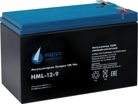 Battery Parus Electro, HML-12-9, 12V, 9Ah фото 1