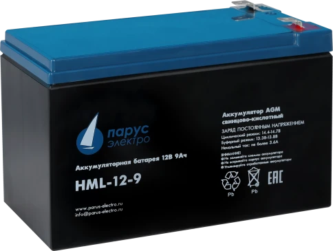Battery Parus Electro, HML-12-9, 12V, 9Ah фото 1