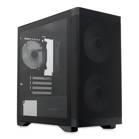 Корпус без блока питания/ Case HSPD M320, Mesh Mini-tower, Black, slid фото 3