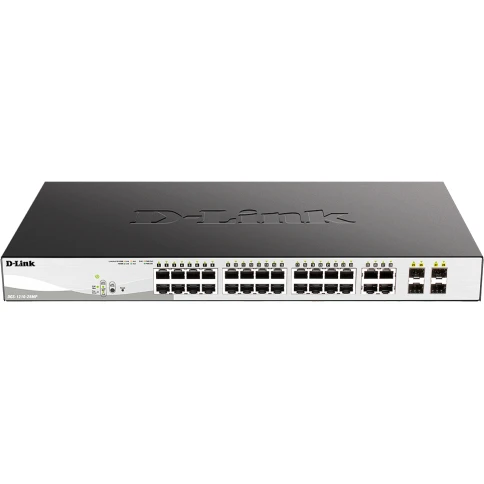 Коммутатор/ DGS-1210-28MP/F4A Smart L2 Switch 24х1000Base-T PoE, 4хCombo 1000Base-T/SFP, PoE... фото 1