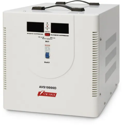 Стабилизатор POWERMAN AVS 10000D, ступенчатый регулятор, цифровые индикаторы уровней напряжения, 10000ВА, 140-260В, максимальный входной ток 50А, клеммная колодка, IP-20, напольный,  410мм х 280мм х 310мм, 15.5 кг./ Stabilizer POWERMAN AVS 10000D, step-ty фото 3