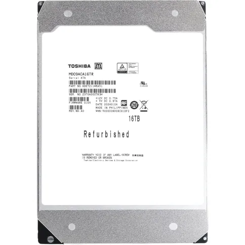 Жесткий диск/ HDD Toshiba MD09 SATA3 16Tb 3.5" 7200 512Mb OFFICIAL RECERTIFIED 1 year warranty (replacement MG08ACA16TE, ST16000NM000J, ST16000NM001G, MG11ACA16TE, MG09ACA16TE, WUH721816ALE6L4) фото 1
