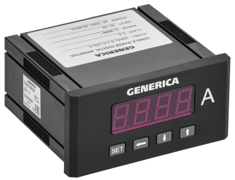 Амперметр цифр. щит. 1-ф. 48х96 LED GENERICA фото 1