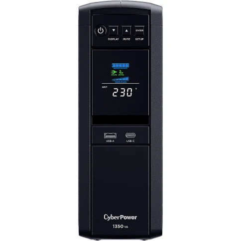 Источник бесперебойного питания/ UPS Line-Interactive CyberPower CP1350EPFCLCD 1350VA/810W USB/RS-232/RJ11/45/USB/SNMPslot  charger A/С (6 EURO), с чистым синусом при работе от АКБ фото 2