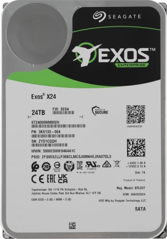 Жесткий диск Seagate SATA-III 24TB ST24000NM002H Exos X24 4KN (7200rpm)... фото 1