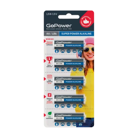 GoPower LR6 AA BL5 Alkaline 1.5V фото 1