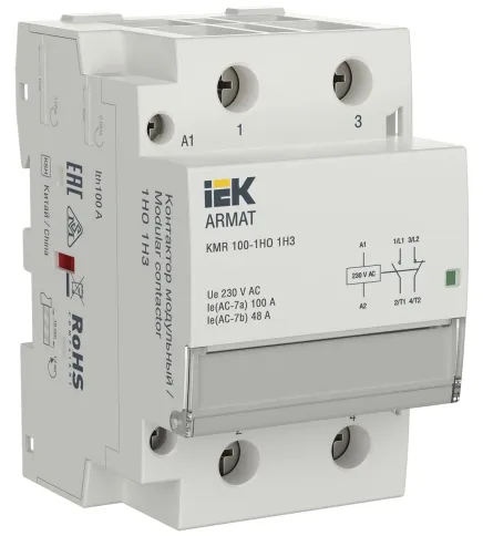 ARMAT Контактор модульный KMR 100А 230В AC 1НО 1НЗ IEK фото 1