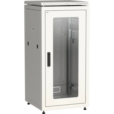 Шкаф сетевой 19" LINEA N 28U 600х800 мм стеклянная передняя дверь серы фото 1