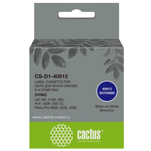 Картридж ленточный Cactus CS-D1-40913 40913 черный/белый для Dymo L фото 1