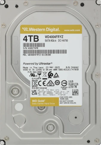 Жесткий диск WD SATA-III 4TB WD4004FRYZ Server Gold 512E (7200rpm)... фото 1