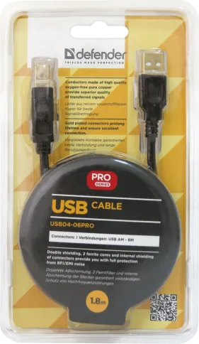 Defender USB 2.0 Type-AM - USB 2.0 Type-BM 1.8 м фото 3
