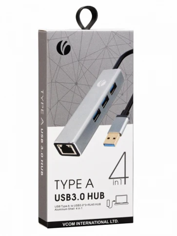 Переходник/ Переходник USB 3.0 -->RJ-45 1000Mbps+3 USB3.0, Aluminum Shell, 0.2м... фото 2