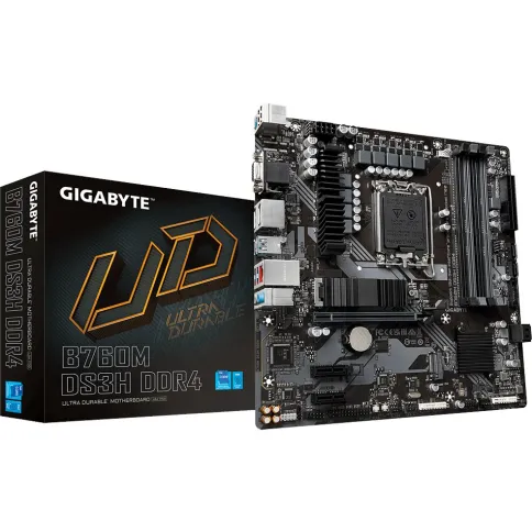 Материнская плата/ MB GIGABYTE INTEL B760 s1700, 4xDDR4(128GB), D-SUB/HDMI 2.0/2xDP, 1xPCIe 4.0x16, 2xPCIe 3.0, 1xLAN (2.5GbE), 4xSATA 6Gb/s, 2xM.2, 1xUSB-C, 3xUSB 3.2, 2xUSB 2.0, mATX фото 1