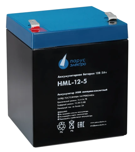 Battery Parus Electro, professional series HML-12-5, voltage 12V, capacity 5.2Ah... фото 1