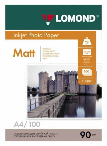 Фотобумага Lomond 0102001 A4/90г/м2/100л./белый матовое для струйной п фото 1