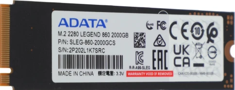 Твердотельный накопитель A-Data PCIe 4.0 x4 2TB SLEG-860-2000GCS Legend 860... фото 5