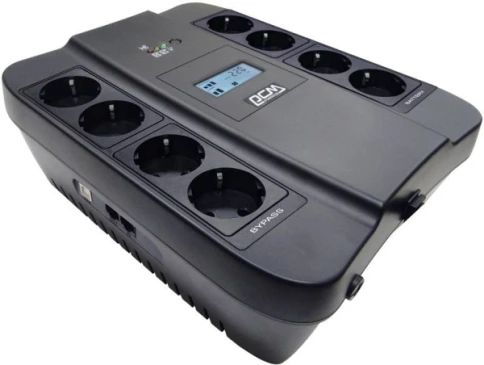 ИБП SPD-750U LCD, линейно-интерактивный, цифровой дисплей,  750 ВA, 450 Вт, 4 евророзетки с резервным питанием, 4 евророзетки с фильтрацией, USB,  защита RJ45/RJ11, батарея свинцово-кислотная 12В 9Ач, ШхГхВ 285х232х103мм, 7.4 кг/ UPS SPD-750U LCD, line-in фото 1