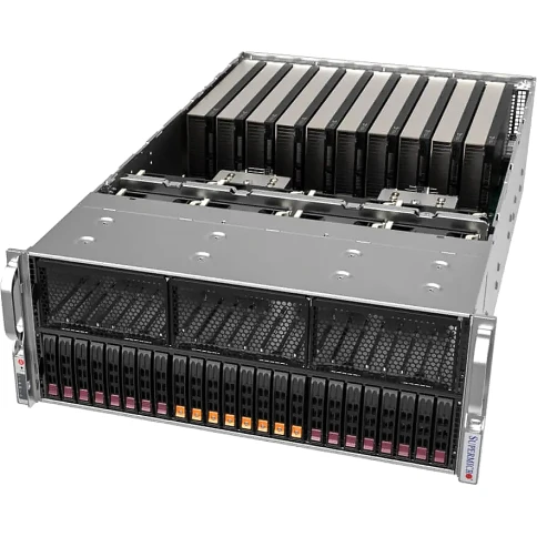 Платформа для сервера/ Supermicro GPU SuperServer AS-4125GS-TNRT2 4U (2x Socket SP5 up 400W, 24x DDR5 RDIMM, 2x 2.5" SAS/SATA3 + 8x NVMe 2.5" Hot-Swap, 11x PCI-E x16, 10x GPU, 2x 10GbE, 4x2000W Redundant, IPMI) фото 1