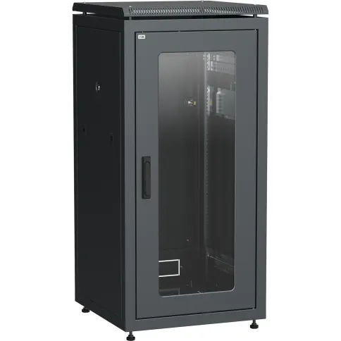 Шкаф сетевой 19" LINEA N 24U 600х800 мм стеклянная передняя дверь черн фото 1