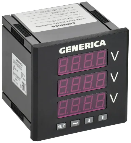 Вольтметр цифр. щит. 3-ф. 96х96 LED GENERICA фото 1