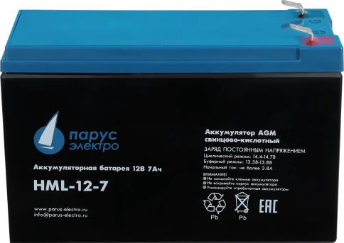 Battery Parus Electro, HML-12-7, 12V, 7.2Ah фото 3