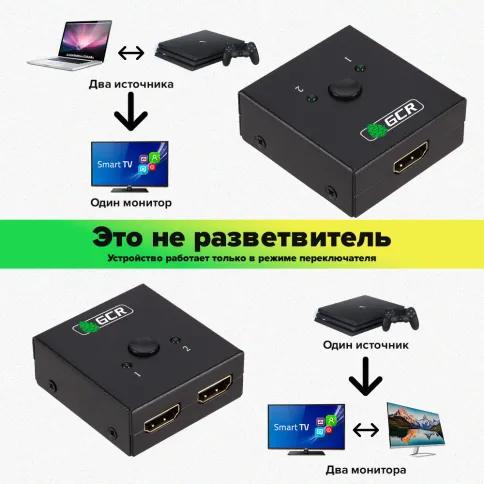 Greenconnect v2.0 HDMI 2 к 1 Bi-Direction Switch серия Greenline фото 3
