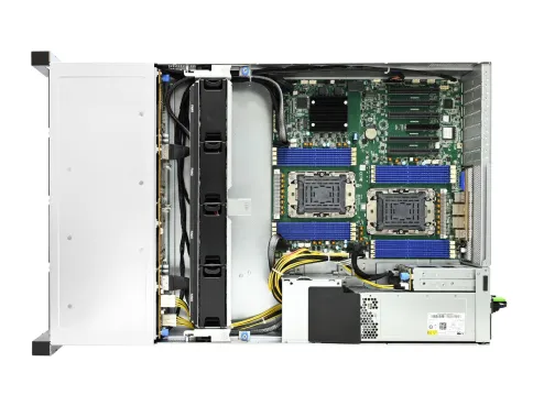 Серверная платформа/ 2U 12x NVMe (12-port 3.5"/2.5" PCIe Gen4 Tri-mode backplane), 2x 2.5" SATA hot-swap (rear), 4x 8038 FAN, Acbel 1600W redundant power supply Titanium (C14 inlet), Vega motherboard, DDR5 RDIMM x16, 1x GbE dedicate IPMI, 3 фото 2