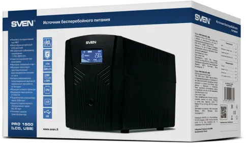 ИБП SVEN Pro 1500 (LCD, USB), линейно-интерактивный, автоматический ст фото 5