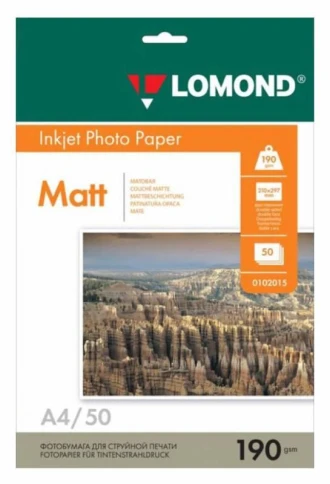 Фотобумага Lomond 0102015 A4/190г/м2/50л./белый матовое для струйной п фото 1