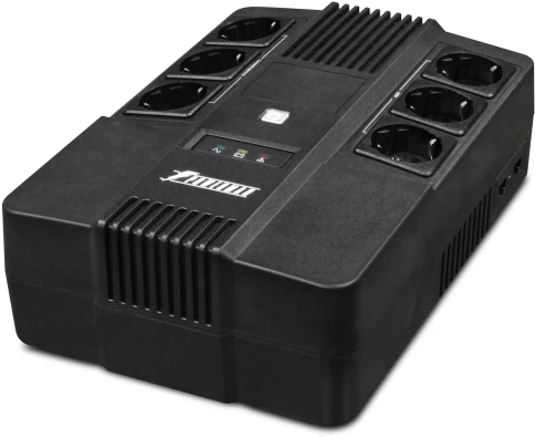 ИБП POWERMAN Brick 600, линейно-интерактивный, 600ВА, 360Вт,   3 евророзетки с резервным питанием, 3 евророзетки с фильтрацией, защита RJ45/RJ11, батарея 12В 7Ач 1 шт.,  293мм х 202мм х 93мм, 4.5 кг./ UPS POWERMAN Brick 600, line-interactive, 600VA, 360W, фото 4