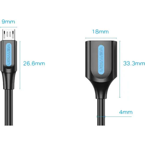 Адаптер-переходник Vention OTG USB 2.0 AF/micro B (CCUBB) фото 3