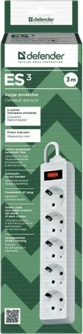 Defender ES 3 White (3 м, 5 розеток) фото 4