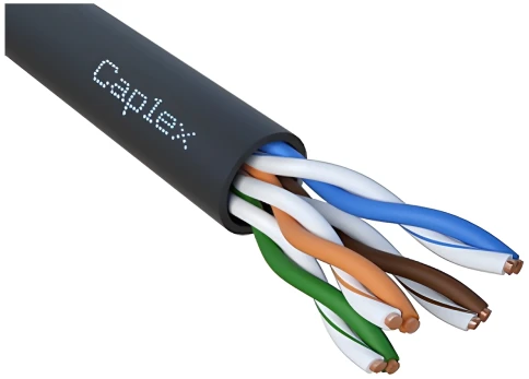 Кабель Caplex Cat5e 4 пары UTP PE (внешний), чёрный, коробка 305 м фото 1