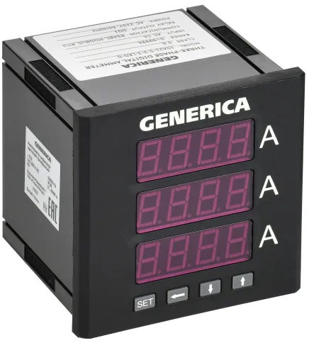 Амперметр цифр. щит. 3-ф. DO RS-485 96х96 LED GENERICA фото 1