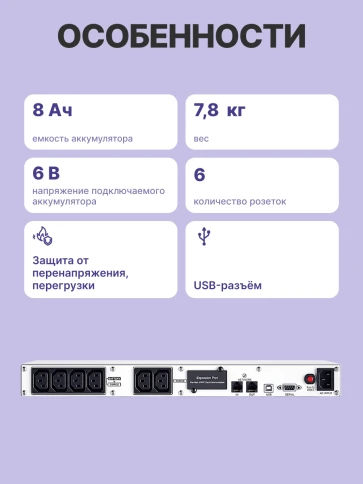 Источник бесперебойного питания/ UPS CyberPower OR600ERM1U Line-Interactive 600VA/360W USB/RS-232/SNMPslot /RJ11/45 (4+2 IEC С13) фото 4