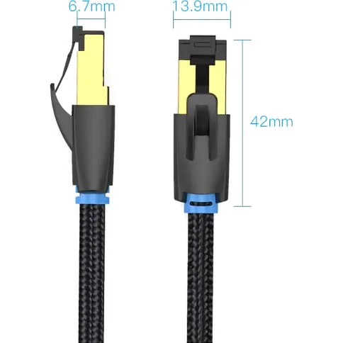 Vention IKGBK SFTP cat.8 RJ45 - 8м. Черный Тканевая оплетка фото 2