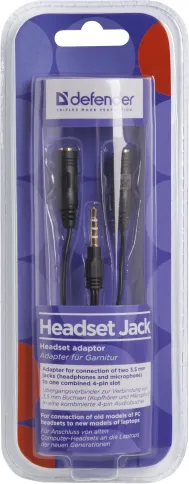 Defender Headset Jack 2x3.5 jack—3.5 4pin jack 0.15м фото 2
