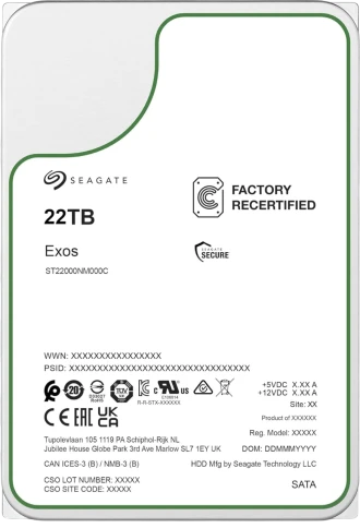 Жесткий диск/ HDD Seagate SATA3 22Tb Exos 7200 512Mb OFFICIAL RECERTIF фото 1