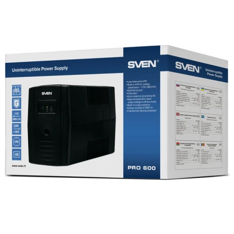 ИБП SVEN Pro 600, линейно-интерактивный, автоматический стабилизатор напряжения, 360Вт, 600Ва,... фото 5
