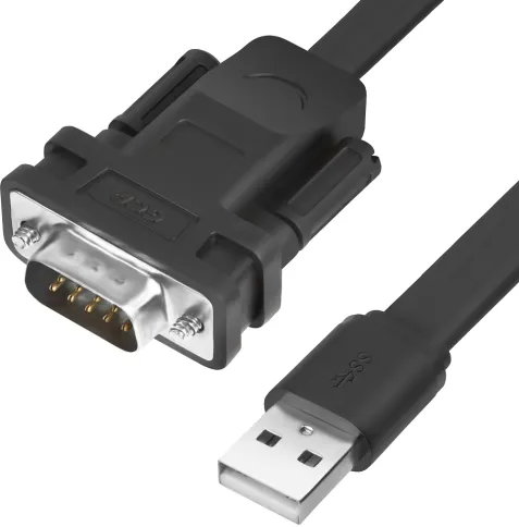 Greenconnect 1.0м плоский, черный, 28/26 AWG, USB 2.0 AM / DB9 RS-232 фото 2